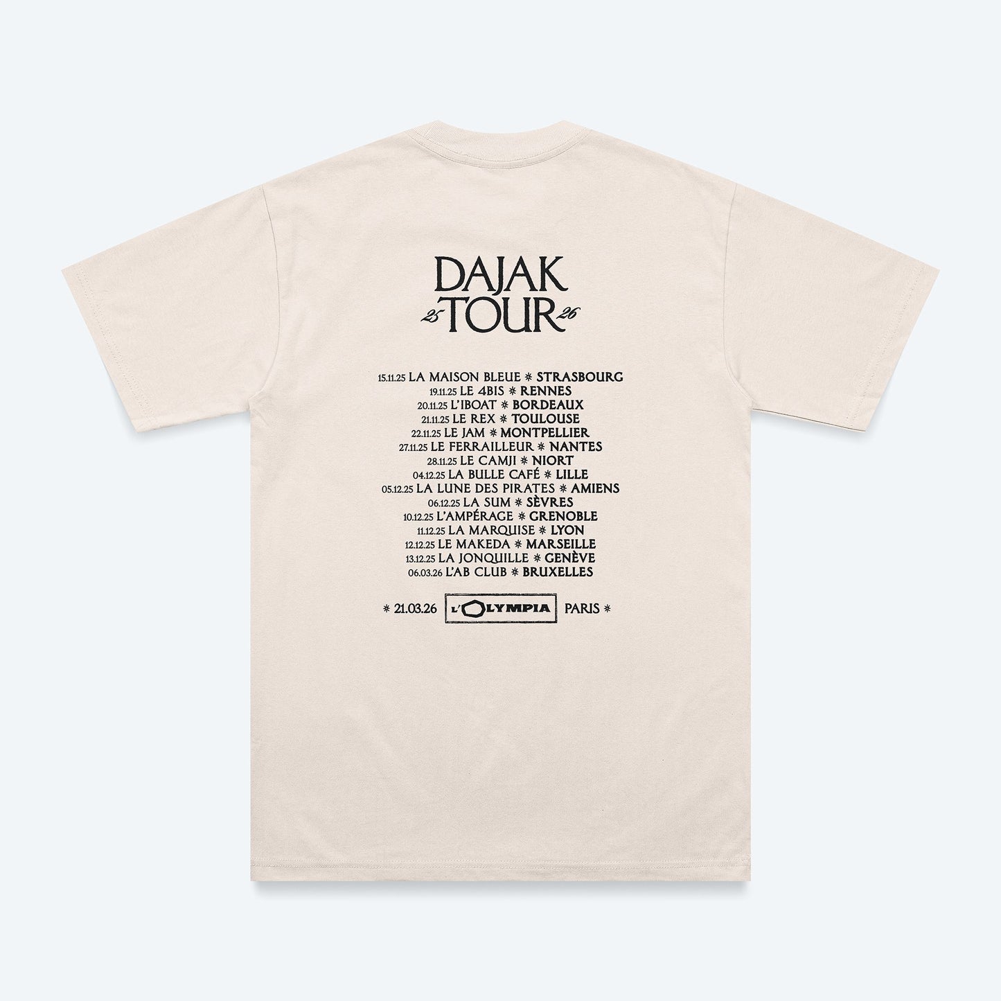 T-SHIRT BEIGE TOUR 2025/2026 - Edition limitée (CLICK & COLLECT SUR LA TOURNÉE ONLY)