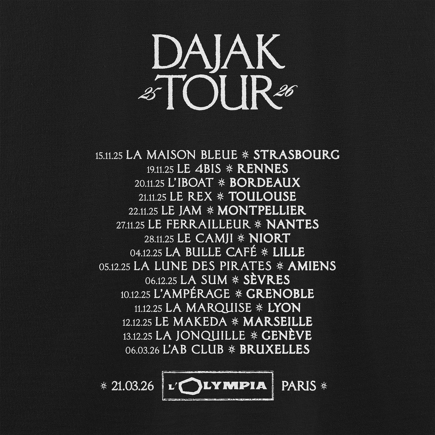 T-SHIRT LONGSLEEVE TOUR 2025/2026 - Edition limitée (CLICK & COLLECT SUR LA TOURNÉE ONLY)